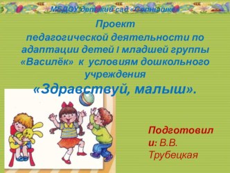 Проект по адаптации Здравствуй, малыш проект (младшая группа)