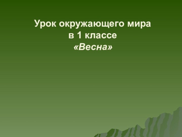 Урок окружающего мира в 1 классе «Весна»