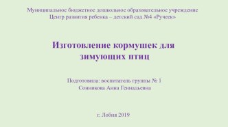 Изготовление кормушек для зимующих птиц презентация к уроку по окружающему миру (средняя группа)