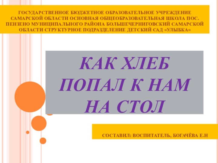 ГОСУДАРСТВЕННОЕ БЮДЖЕТНОЕ ОБРАЗОВАТЕЛЬНОЕ УЧРЕЖДЕНИЕ САМАРСКОЙ ОБЛАСТИ ОСНОВНАЯ ОБЩЕОБРАЗОВАТЕЛЬНАЯ ШКОЛА ПОС. ПЕНЗЕНО МУНИЦИПАЛЬНОГО