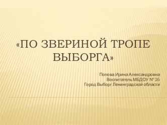 Презентация. Звериная тропа города Выборга. презентация к уроку (подготовительная группа)