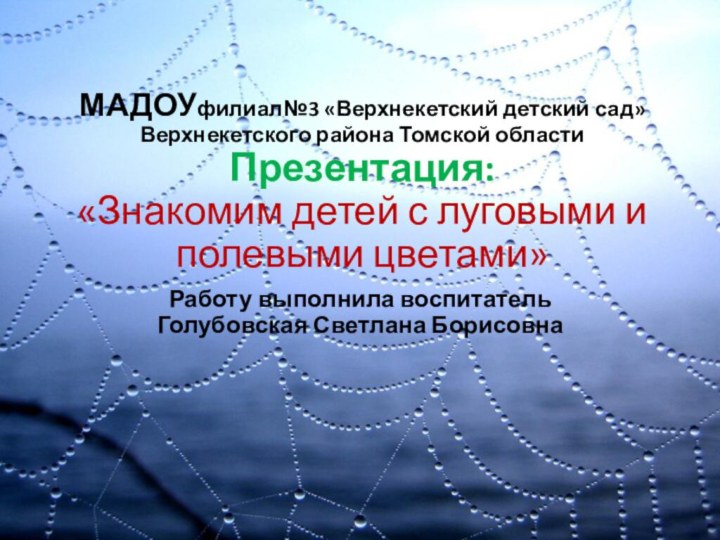 МАДОУфилиал№3 «Верхнекетский детский сад» Верхнекетского района Томской области Презентация:  «Знакомим детей