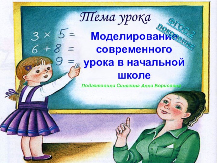 Моделирование современного урока в начальной школеПодготовила Синягина Алла Борисовна