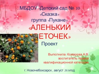 Проект Аленький цветочек проект (старшая группа)