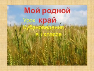 Урок кубановедения Мой родной край план-конспект урока (1 класс)