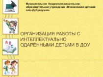 Организация работы с интеллектуально одарёнными детьми в детском саду методическая разработка