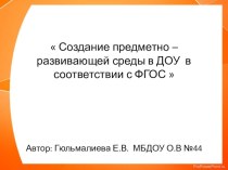 Создание предметно – развивающей среды в ДОУ в соответствии с ФГОС ДО презентация