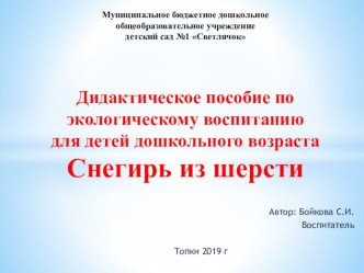 Мастер - класс для педагогов Дидактическое пособие по экологическому воспитанию для детей дошкольного возраста Снегирь из шерсти презентация по окружающему миру