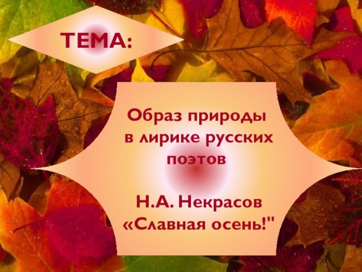 ТЕМА:Образ природы в лирике русских поэтов Н.А. Некрасов «Славная осень!