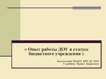 Презентация Опыт работы ДОУ в статусе бюджетного учреждения презентация к уроку по теме