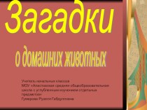 Презентация Загадки о домашних животных презентация к уроку чтения (1 класс) по теме