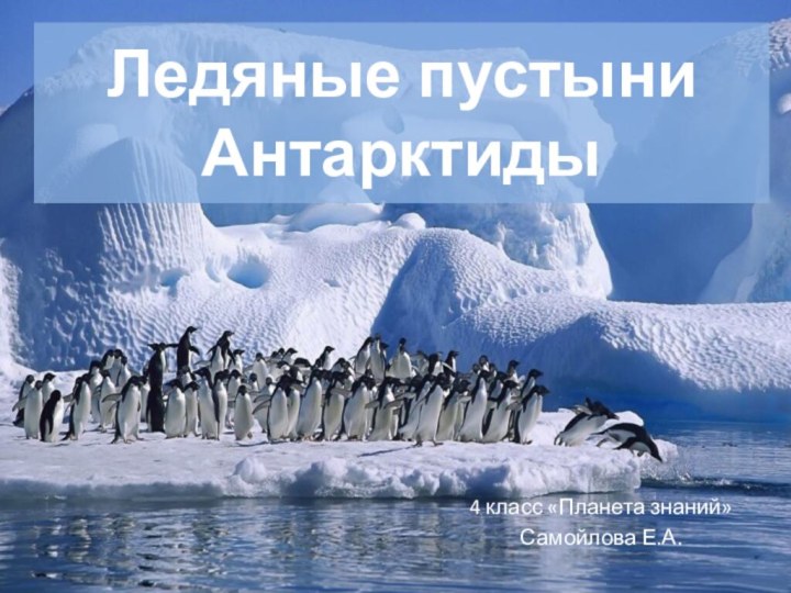 Ледяные пустыни Антарктиды4 класс «Планета знаний» Самойлова Е.А.