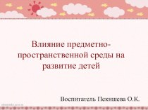 Влияние предметно- пространственной среды на развитие детей консультация