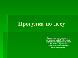 Презентация Прогулка по лесу презентация к уроку по окружающему миру (старшая группа)