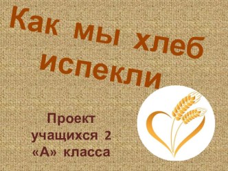 Проект учащихся 2 А класса Как мы хлеб испекли. проект (2 класс)