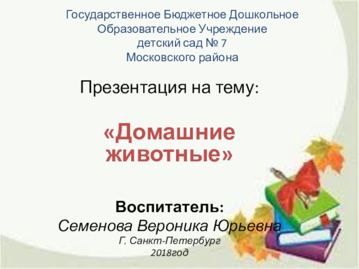 Государственное Бюджетное Дошкольное Образовательное Учреждение  детский сад № 7 Московского района