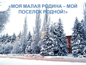 МОЯ МАЛАЯ РОДИНА – МОЙ ПОСЕЛОК РОДНОЙ. план-конспект