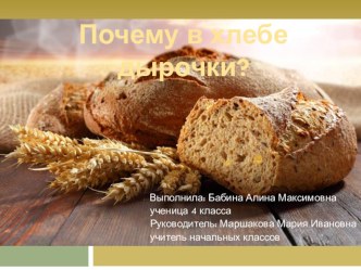 Исследовательская работа Почему в хлебе дырочки? презентация к уроку