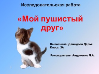 Исследовательский проект Мой пушистый друг