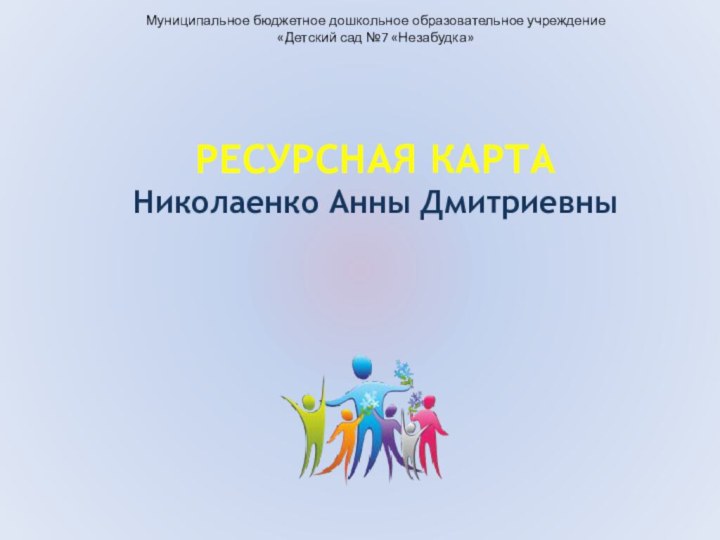 РЕСУРСНАЯ КАРТА Николаенко Анны Дмитриевны  Муниципальное бюджетное дошкольное образовательное учреждение