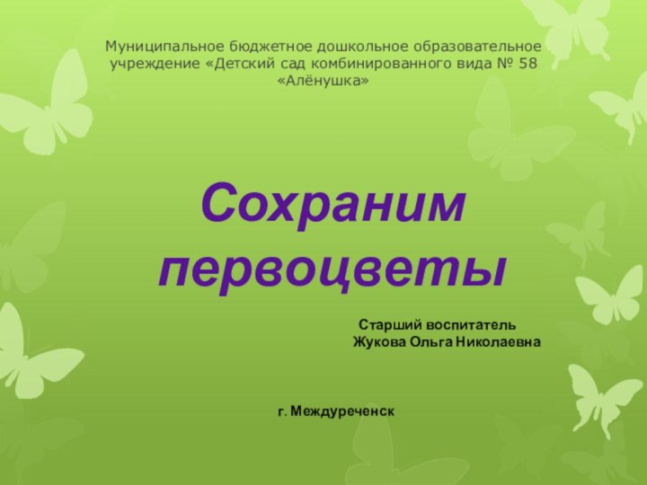 Муниципальное бюджетное дошкольное образовательное учреждение «Детский сад комбинированного вида № 58 «Алёнушка»