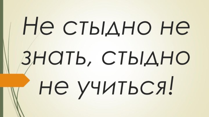 Не стыдно не знать, стыдно не учиться!