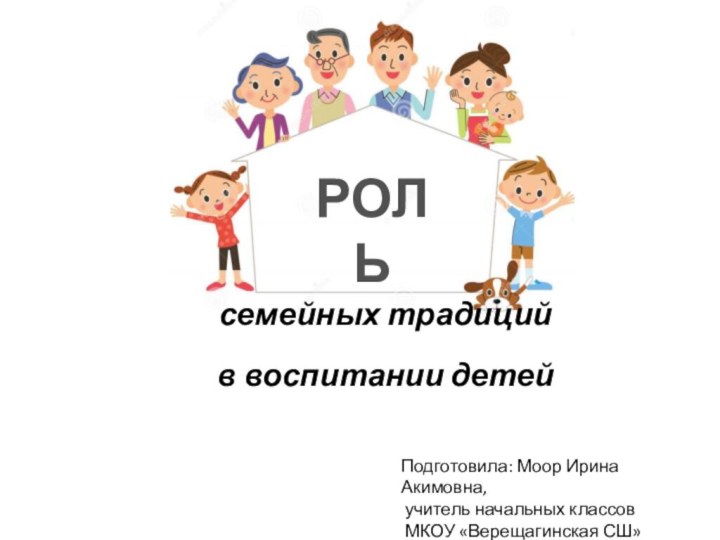 семейных традиций в воспитании детейРОЛЬПодготовила: Моор Ирина Акимовна, учитель начальных классов МКОУ «Верещагинская СШ»