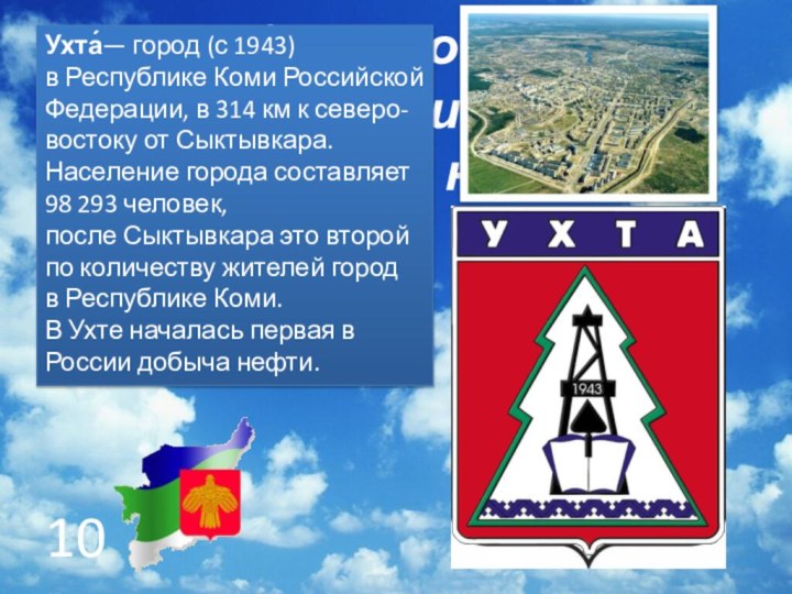 Герб какого города Республики Коми изображен на рисунке? Ухта́— город (с 1943)