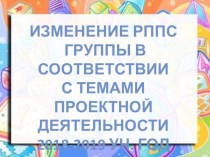 Изменение РППС группы в соответствии с темами проектной деятельности в 2018-2019 уч. году презентация к уроку (подготовительная группа)