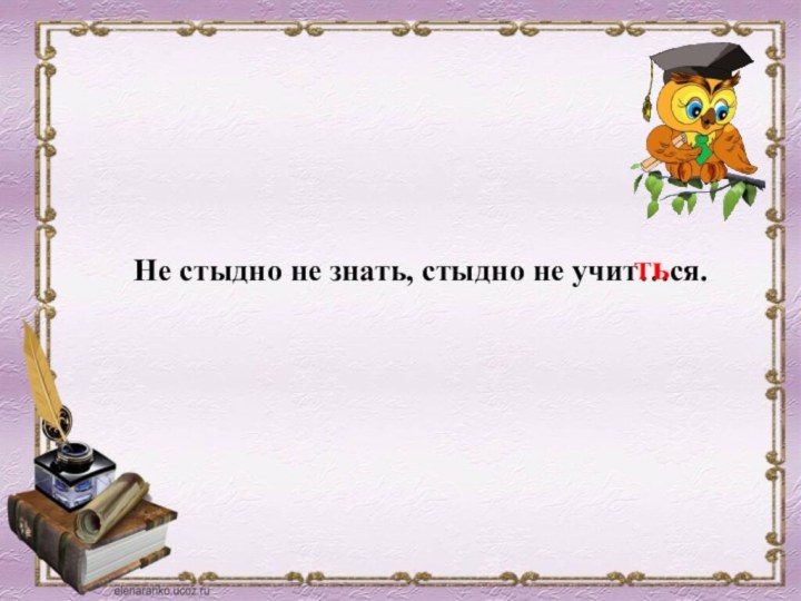 Не стыдно не знать, стыдно не учит…ся.ть