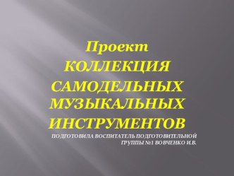Проект КОЛЛЕКЦИЯ САМОДЕЛЬНЫХ МУЗЫКАЛЬНЫХ ИНСТРУМЕНТОВ презентация