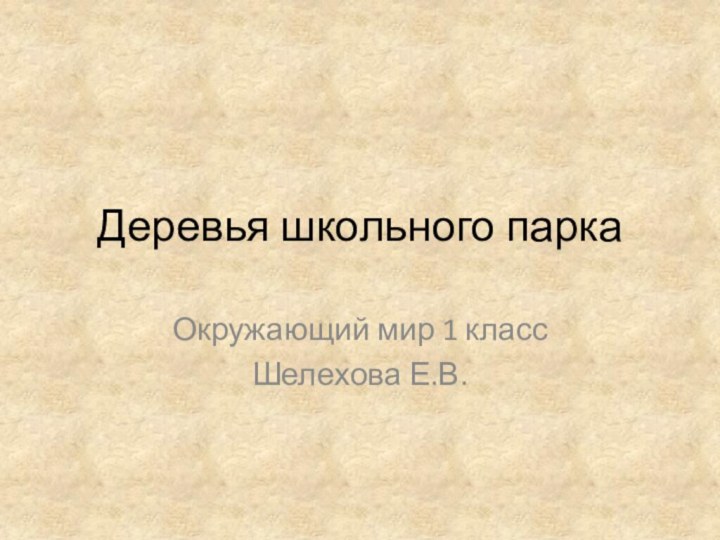 Деревья школьного паркаОкружающий мир 1 класс Шелехова Е.В.