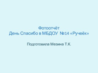 Фотоотчет День спасибо в МБДОУ №14 Ручеёк презентация