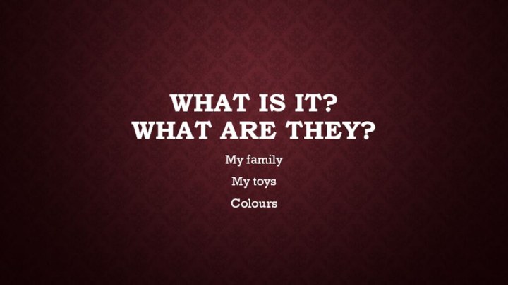 What is it?  What are they?My familyMy toysColours