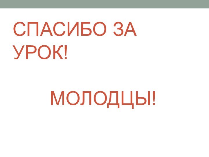 СПАСИБО ЗА УРОК!      МОЛОДЦЫ!