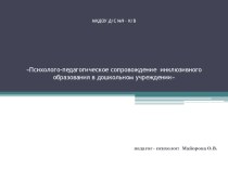 Психолого-педагогическое сопровождение инклюзивного образования в дошкольном учреждении методическая разработка по теме