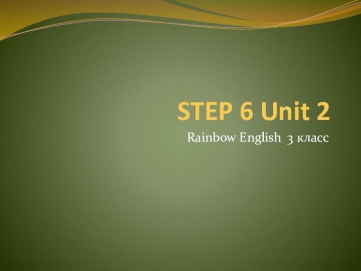 STEP 6 Unit 2Rainbow English 3 класс