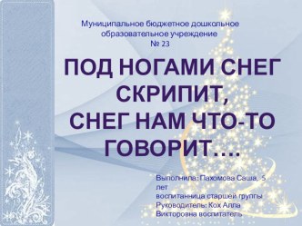 Я- исследователь.Под ногами снег скрипит, снег нам что-то говорит... презентация к уроку по окружающему миру (старшая группа)