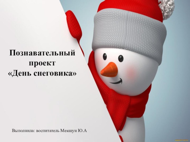 Познавательный проект  «День снеговика» Выполнила: воспитатель Мекшун Ю.А