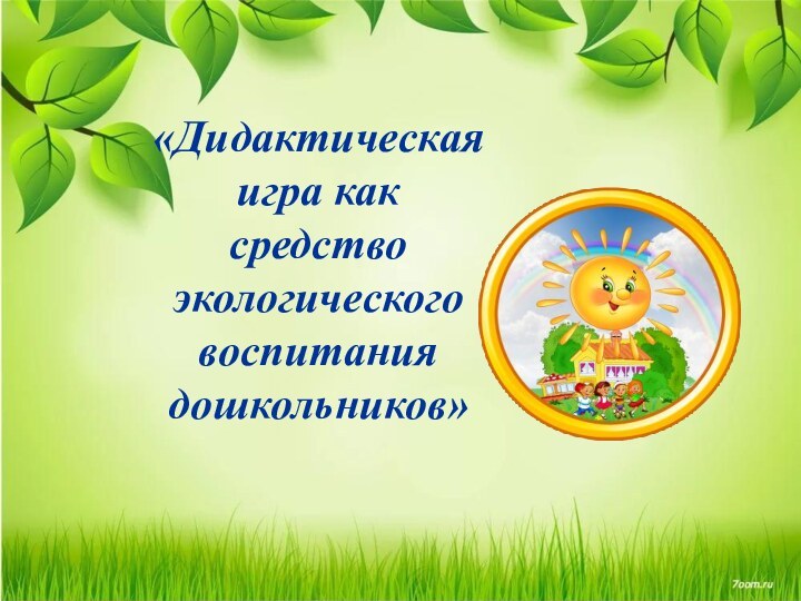 «Дидактическая игра как средство экологического воспитания дошкольников»