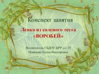 Презентация непосредственной образовательной деятельности по лепке по теме Воробей презентация к занятию по аппликации, лепке (старшая группа) по теме