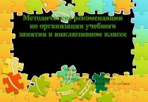 Методические рекомендации по организации учебного занятия в инклюзивном классе статья по теме