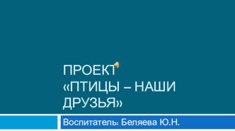 Проект Птицы - наши друзья проект по окружающему миру