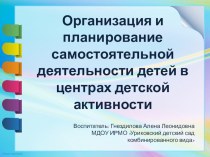 Организация и планирование самостоятельной деятельности детей в центрах детской активности. презентация