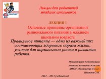 Основные принципы организации рационального питания в младшем школьном возрасте (презентация) презентация к уроку по теме