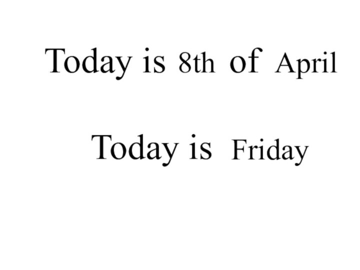 Today is …. of ….  Today is ….  8thAprilFriday