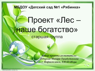 Проект по познанию в старшей группе Лес – наше богатство проект по окружающему миру (старшая группа)