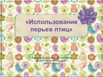 презентация для дошкольников Использование перьев птиц презентация к уроку по окружающему миру (подготовительная группа)