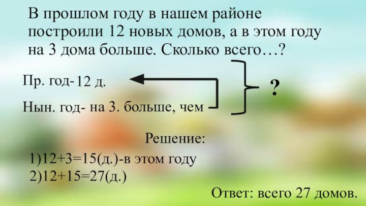 В прошлом году в нашем районе построили 12 новых домов, а в