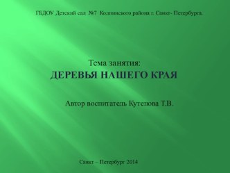 Деревья нашего края. методическая разработка по окружающему миру (старшая группа)